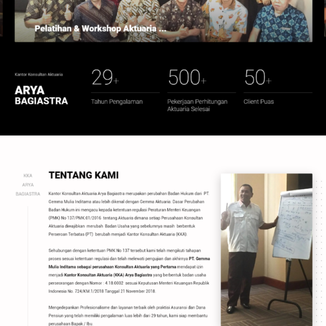 Corporate Website - KKA Arya Bagiastra - Full Screenshot of Arya Bagiastra's corporate website - a project by Data Polis Indonesia