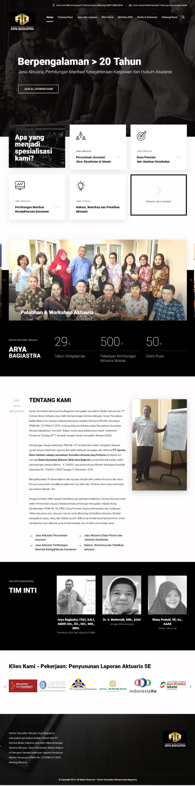 Corporate Website - KKA Arya Bagiastra - Full Screenshot of Arya Bagiastra's corporate website - a project by Data Polis Indonesia