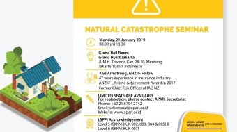 Flyer APARI - Natural Catastrophe Seminar Image of APARI Natural Catastrophe Seminar flyer showcasing visually captivating design and informative content. Graphic design flyer for the Natural Catastrophe Seminar featuring underwriting perspectives and risk assessment