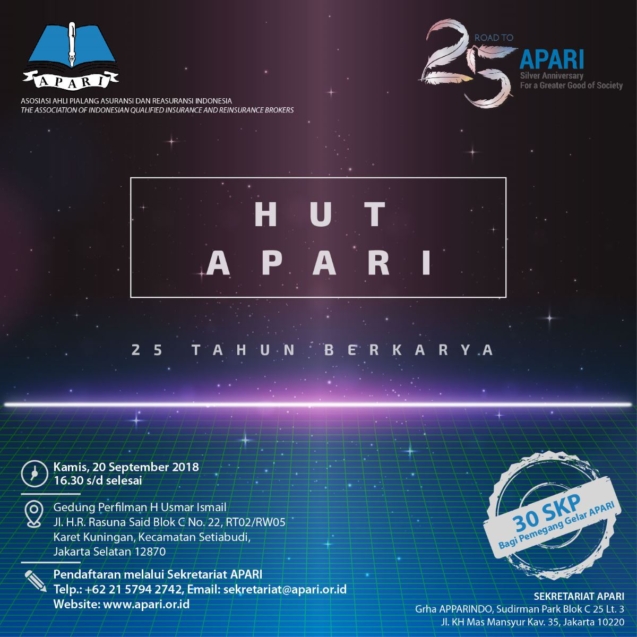 Flyer Hut APARI anniversary 25th achievement