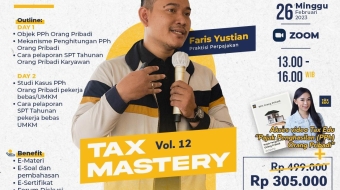 Graphic design for Tax School's social media feeds featuring Tax Mastery Vol. 12 cover and captivating visuals promoting tax expertise and learning opportunities.